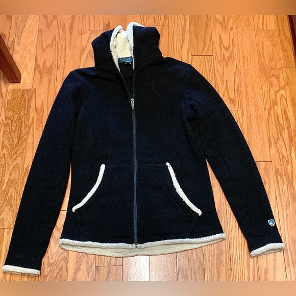 Women’s Small Black KUHL Alfpaca Full Zip Thumb Hole Fleece Hoodie - Picture 9 of 14